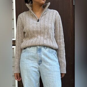 Wide Ribbed Quarter Zip henley